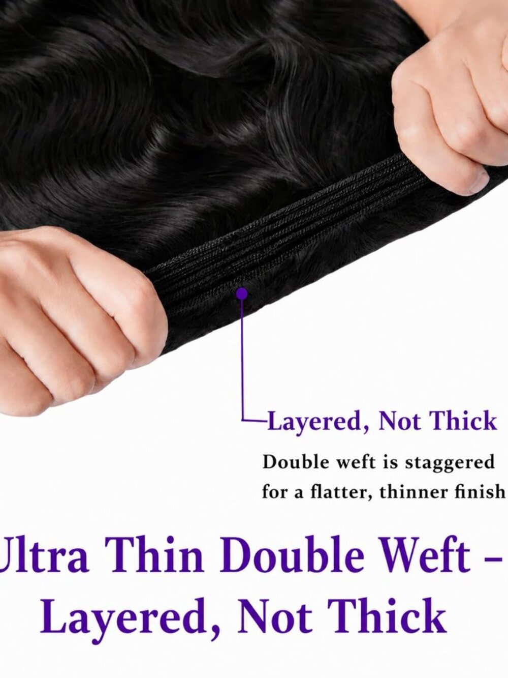 Keakea Body Wave Human Hair Sew-In Extensions 3 Bundles 16 18 20" Ntrl Black - Picture 3 of 3
